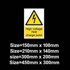 HIGH VOLTAGE 7KW CHARGE POINT SIGN HAZARD STICKER WARNING ELECTRICAL CAR
