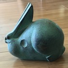 Vintage Well Known Saegusa Soutaro Japanese Artist Cast Metal Bunny Rabbit Sign — photo 2