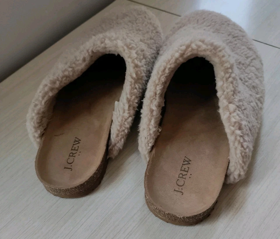 Zapatillas zueco J.Crew Factory Sherpa beige para mujer talla 9 Foto 4 de 4