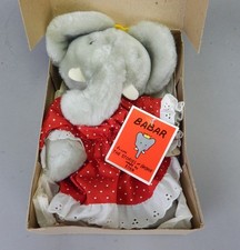 NEW Babar Elephant Plush Doll Eden Toys 1983 w/ Tag 10" Vintage Red Dress