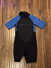O'Neill Reactor II 2mm Shorty Wetsuit Kids Size 4 Blue Black Springsuit