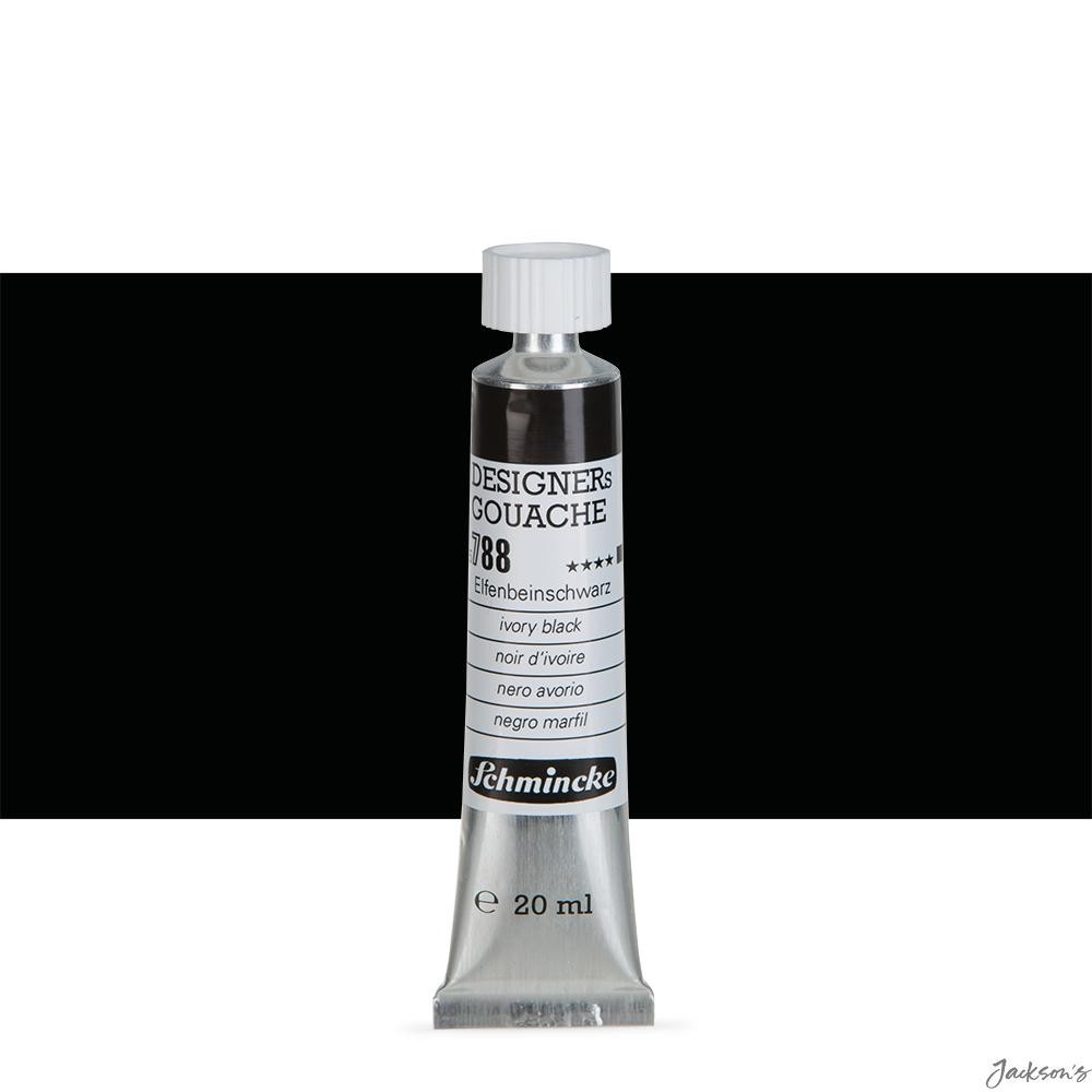 Schmincke Designer Gouache Paint Tube 20ml Ivory Black For Artists Illustration
