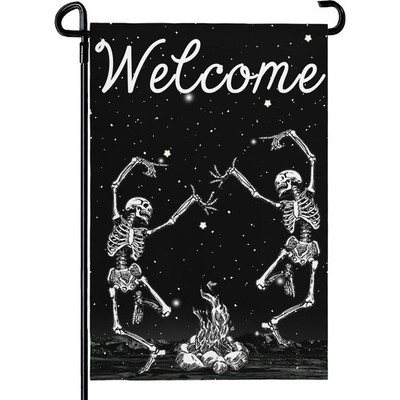 Cryfox Halloween Skull Welcome Garden Flags 12 x 18 Inch Dancing Human Skelet...