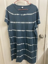 Old Navy Blue Tye-Dye Summer Dress Women’s XL Crew Neck Short Sleeve