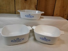 Lot of 3 Vintage Corning Ware Blue Cornflower...