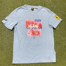 Scuderia Ferrari F1 Team Special Edition Miami Blue T-shirt 2024 Medium M Tee