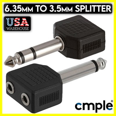 3.5mm Splitter 6.35mm to 2x 3.5mm Converter Audio Headphone Adapter Stereo/Mono
