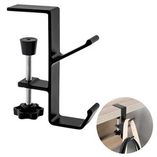 Desk Mount Bag Holder Hook Clamp-On Backpack Hanger Portable Black