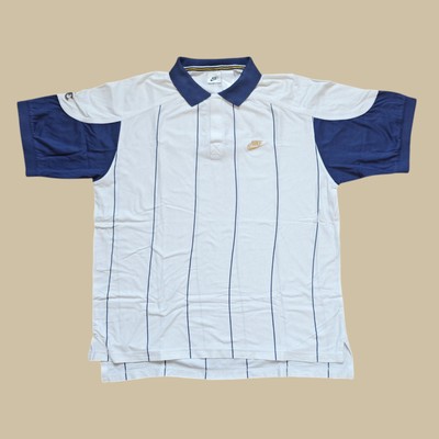 Nike Supreme Court Courier Poloshirt Gr. M 90er Vintage Tennis Blau Weiß