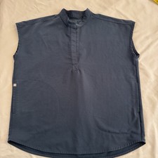 FIGS Technical Collection Scrub Top Size S Dark Blue Split Neck Sleeveless