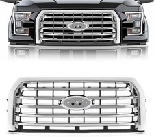 Front Upper Bumper Grille Fit For Ford F-150 F150 Pickup 2015 2016 2017 Chrome