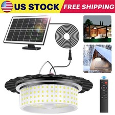 244LED Solar Pendant Hanging Light Dimmable Outdoor Indoor Garden Yard Shed Lamp