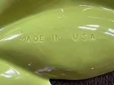 1956 Mid Century Modern Pottery Leaf Serving Tray Made in the USA Green MCM