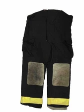 44x32 Globe Black Firefighter High Back Turnout Pants with Yellow Tape P1482