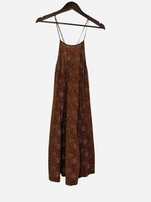 Madewell Brown Warm Paisley Cover-Up Halter Dress XS Button Strap Beach Sun Fun