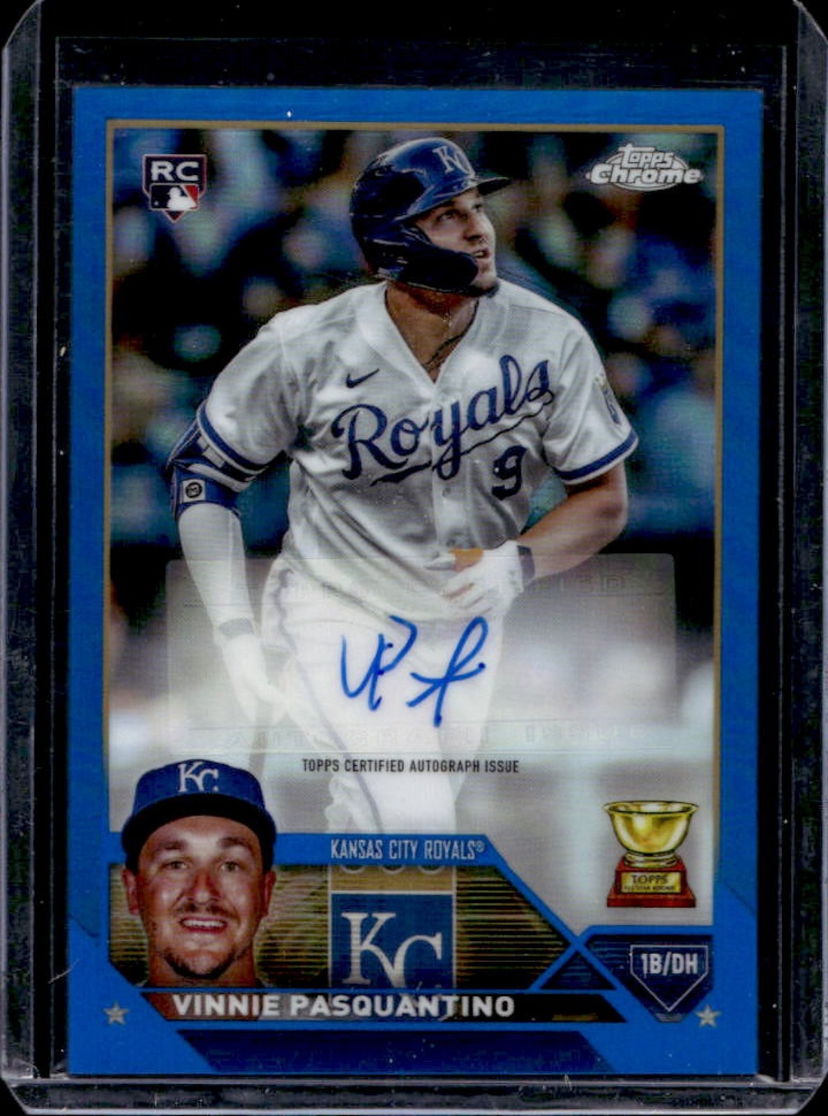 2023 Topps Chrome Update Vinnie Pasquantino Auto RC Blue Refractor #/150 Royals