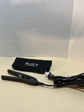 Black Mini Hair Flat Iron Travel Size With Cloth Pouch Model F120 On Off Switch