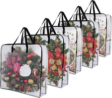 Wreath Storage Bag, Christmas Decoration Container, Clear Door Organizers