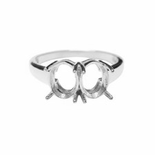 925 Sterling Silver Double Setting 6x8mm Oval Blanks Two Stone Semi Mount Ring