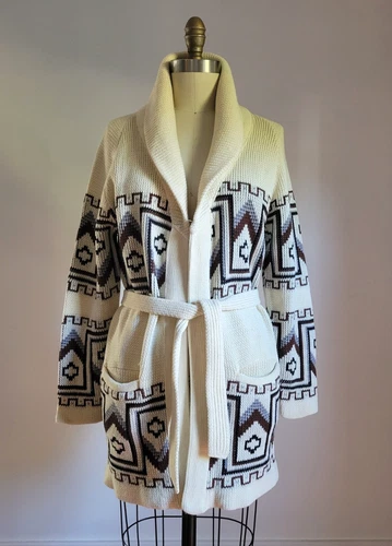 VINTAGE "THE DUDE" CARDIGAN WRAP SWEATER w/ MATCHING SASH WAIST BELT