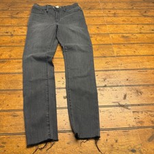 Madewell 10 Inch High Rise Skinny Jeans Charcoal Wash Distressed Frayed Size 28