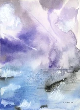 Original Watercolor Painting, Abstract landscape by Vasil Vasilev