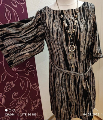 Walter Baker Damen A-Linien-Kleid Animalprint Schwarz/Beige 3/4, Gr. 40
