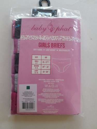 Baby Phat Girl’s Briefs 5 Pack Cotton Medium 8-10 NEW - Picture 5 of 5