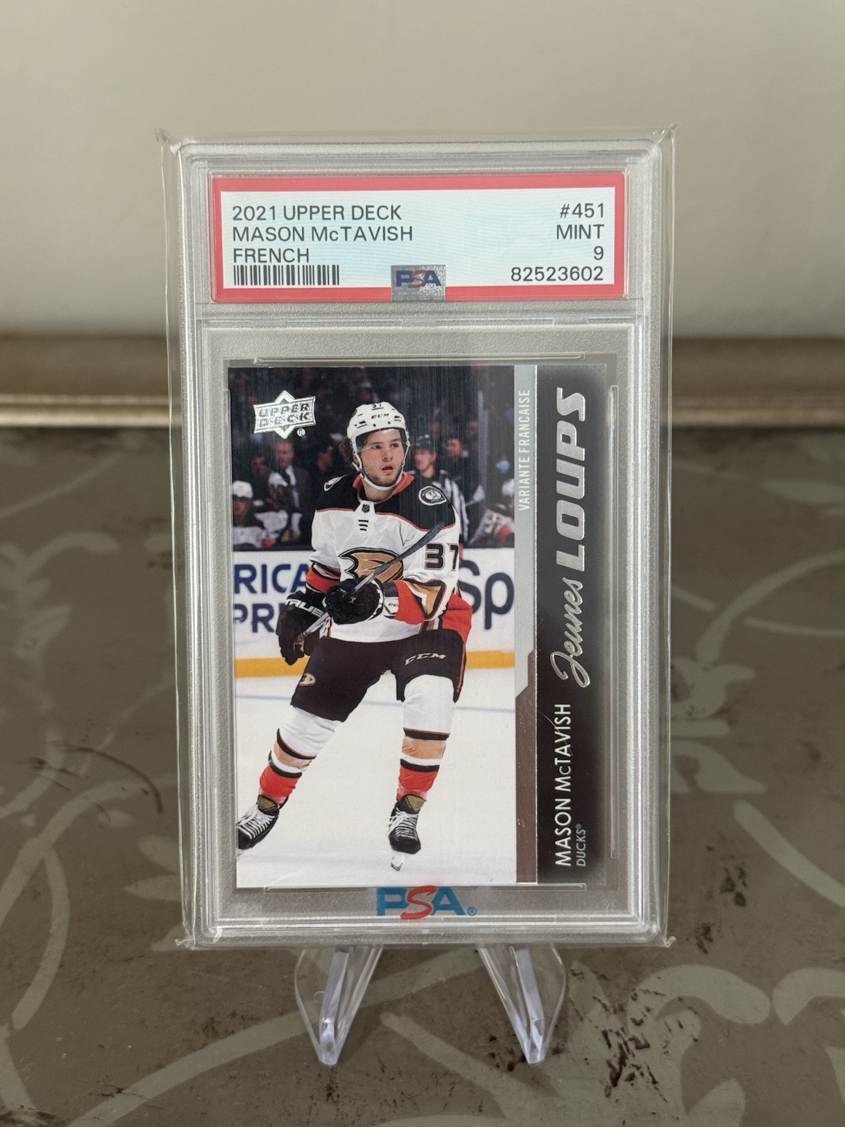 2021-22 UD Hockey French Young Guns #451 Mason McTavish PSA 9 Jeunes Loups RC