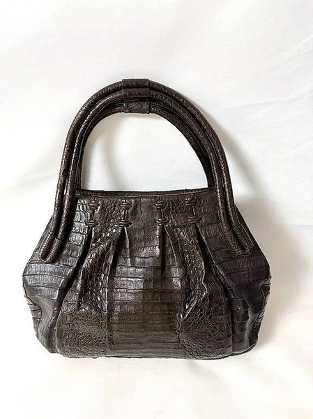 Edle Nancy Gonzalez Kroko-Handtasche Braun Top Zustand!