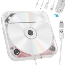 Dislind Portable External CD Player for Car USB Port AUX Port, Transparent
