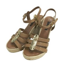 LOUIS VUITTON Wedge Sole Sandals Beige 35 1/2 Women's Shoes From Japan Authentic