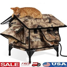 Heated Cat Shelter Outdoor Waterproof Insulated Pet House W/ Escape Door New
