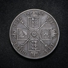1889 Great Britain Queen Victoria Silver Double Florin AU (cn17223)