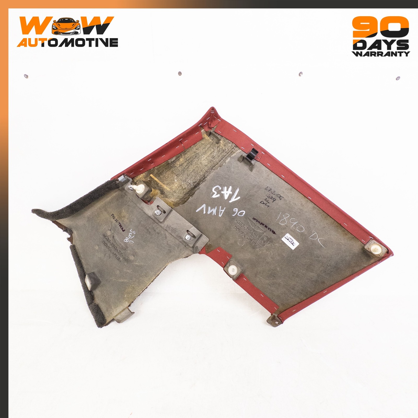 06-16 ASTON MARTIN V8 VANTAGE REAR LEFT DRIVER SIDE QUARTER TRIM PANEL RED OEM