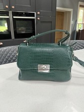 VALENTINO Green Crocodile Print Faux Leather Crossbody Handbag Flap Bag Satchel