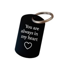 Engraved Love Message Keychain: Black Anodized Aluminum Memorial Gift