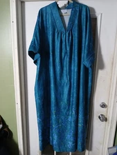 CATHERINE’S Vintage 4X Women’s Housecoat Robe Zip Short Sleeve Pockets Blue Mumu
