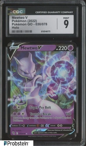 2022 Pokemon GO 030/078 Mewtwo V Holo CGC 9 MINT