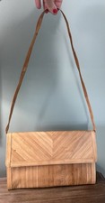 Vintage Beige Eel Skin Crossbody Shoulder Purse Made In Korea
