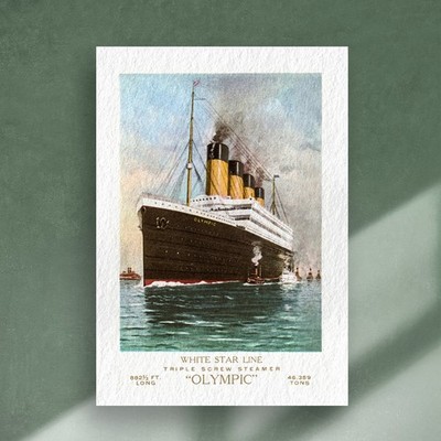 RMS Olympic Art Print White Star Line Titanic Sister Ship Vintage Travel Poster