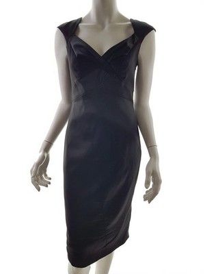 COAST Damen Ballkleid/Abendkleid Gr. 38 Schwarz Ärmellos Midi V-Ausschnitt