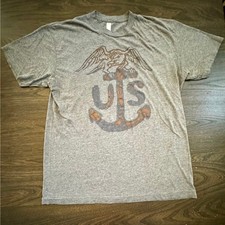 American Apparel USA Made Gray Anchor Eagle Graphic T-Shirt Men's Large L