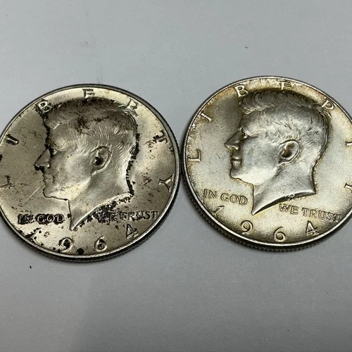 Lot of 2- 1964 John Kennedy Silver Half Dollar Coin- 3 DAY NO RESERVE AUCTION