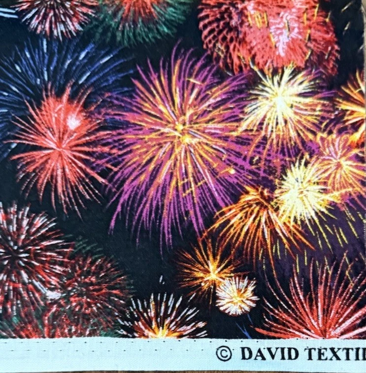 David Textiles Fabric Colorful Fireworks Black Background 18 x 45” - Image 3 of 3