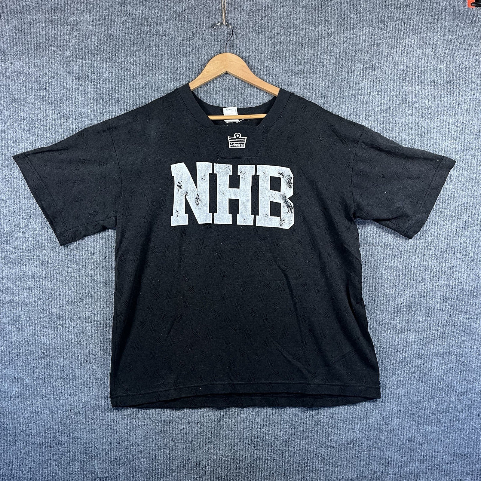 Vintage Admiral Soccer Jersey Logo Black Short Sleeve T-Shirt Mens L Made In USA