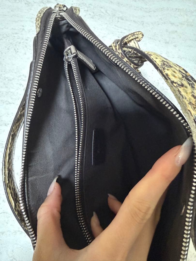 Fendi Vitheway Python Shoulder Bag Beige Greige M… - image 4