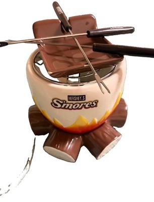 Hershey Chocolate Ceramic Smores Campfire Kit USED NO BOX Indoor Or Outdoor Use