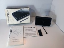 Nintendo DS Lite Console Black Tested Works w/Stylus and Box No Charger