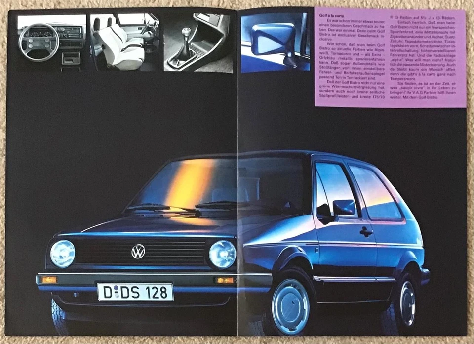 VOLKSWAGEN GOLF BISTRO Car Sales Brochure Feb 1987 #715/1704.05.00 GERMAN TEXT - Image 2 of 2